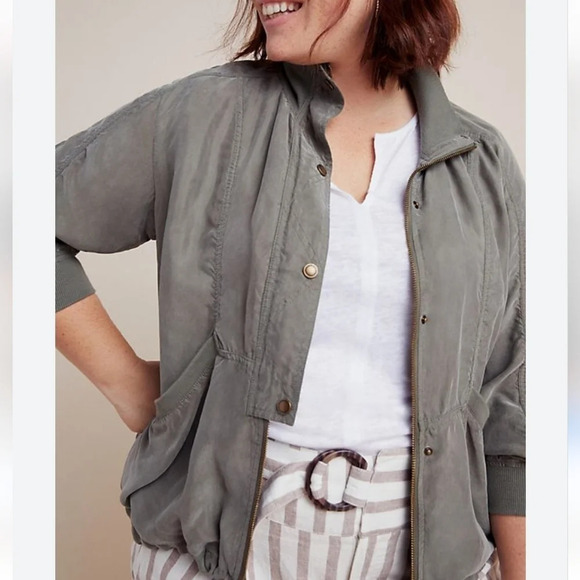 Marrakech Anthropologie Utility Jacket Womens Small Army Green Lightweight Boho - Picture 1 of 12